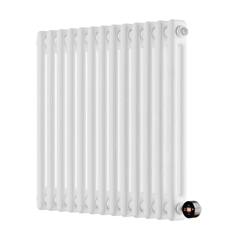 Ecostrad Allerton TriQ WiFi Horizontal Double Column Electric Radiator - White 600w (605 x 600mm)