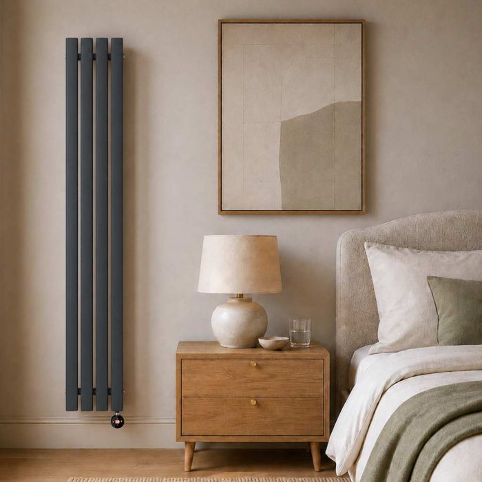 Ecostrad Allora TriQ WiFi Vertical Designer Electric Radiator - Anthracite Double Panel