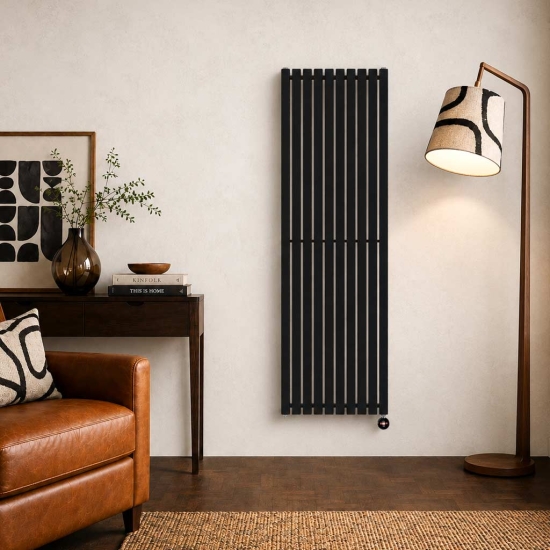 Ecostrad Adesso TriQ WiFi Vertical Designer Electric Radiators - Black photo