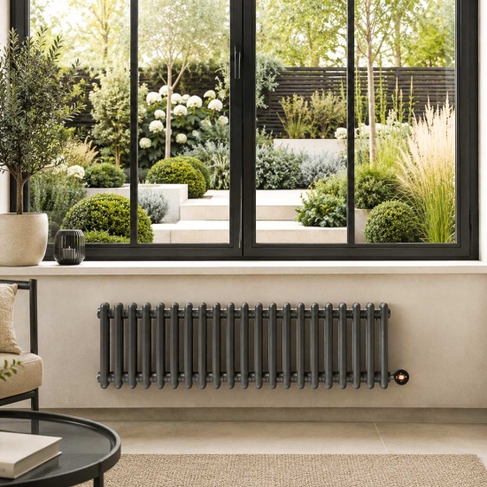 Ecostrad Allerton TriQ WiFi Low Triple Column Electric Radiator - Anthracite photo