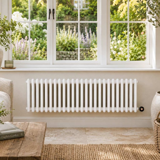 Ecostrad Allerton TriQ WiFi Low Triple Column Electric Radiator - White photo