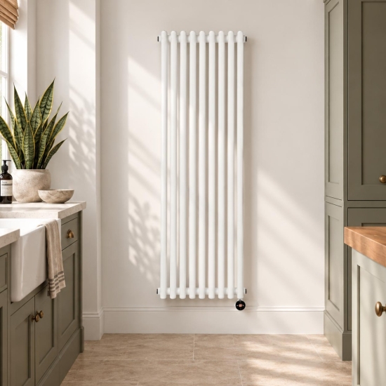Ecostrad Allerton TriQ WiFi Vertical Triple Column Electric Radiator - White photo