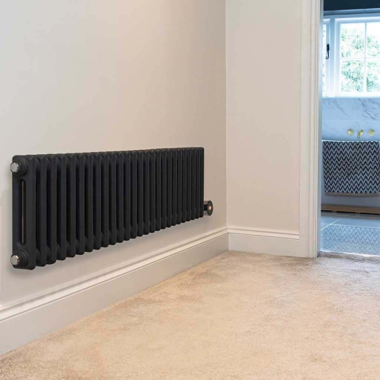 Ecostrad Allerton TriQ WiFi Low Double Column Electric Radiator - Anthracite 1000w (1190 x 300mm) photo