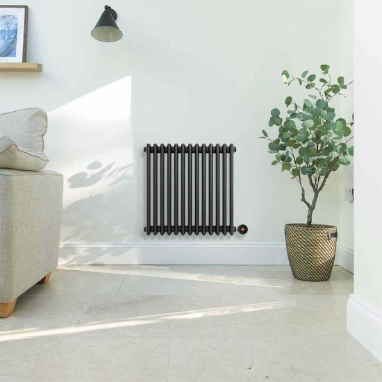 Ecostrad Allerton TriQ WiFi Horizontal Triple Column Electric Radiator - Anthracite 600w (605 x 600mm) photo