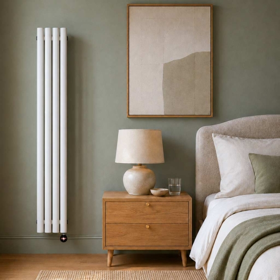Ecostrad Allora TriQ WiFi Vertical Designer Electric Radiator - White Double Panel photo