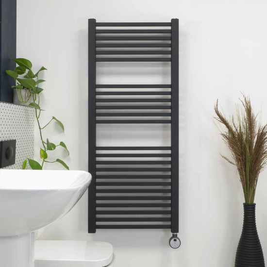 Ecostrad Cube Thermostatic Electric Towel Rail - Anthracite  photo