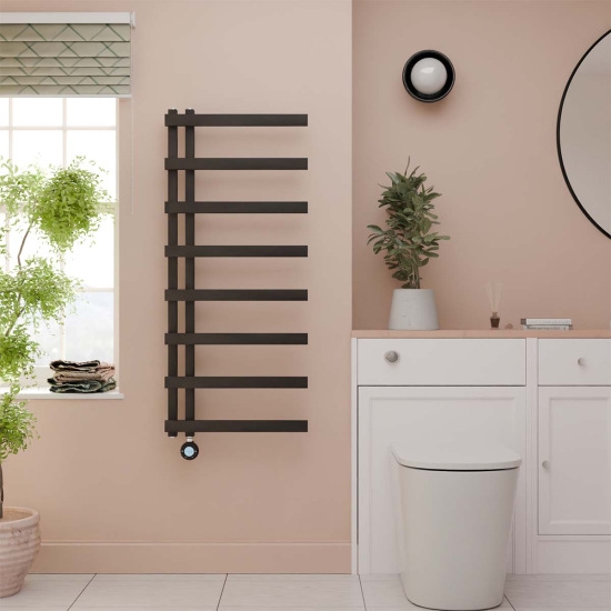Ecostrad Vanto Velto Thermostatic Electric Towel Rail - Black photo