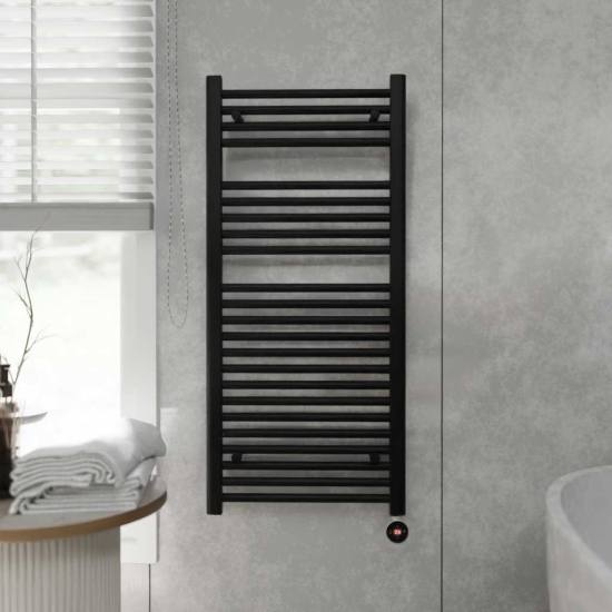 Ecostrad Fina-E TriQ WiFi Electric Towel Rail - Black photo