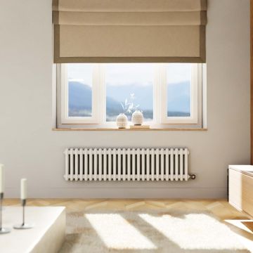 Ecostrad Allerton TriQ WiFi Low Double Column Electric Radiator - White 1000w (1190 x 300mm)