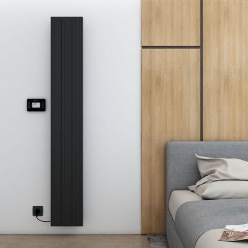 Carisa Boreas M Vertical Electric Radiator - Black 1500w (1800 x 276mm)