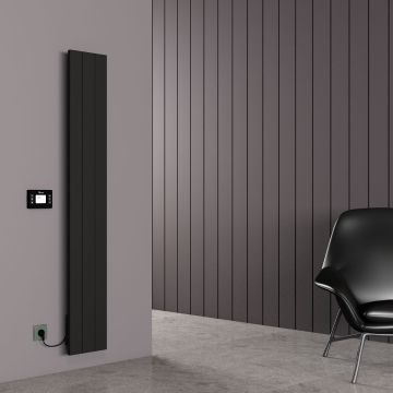 Carisa Boreas N Vertical Electric Radiator - Black 1500w (1800 x 276mm)