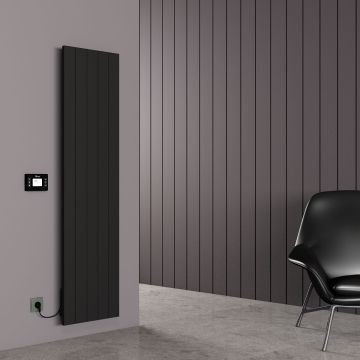 Carisa Boreas N Vertical Electric Radiator - Black 2500w (1800 x 462mm)