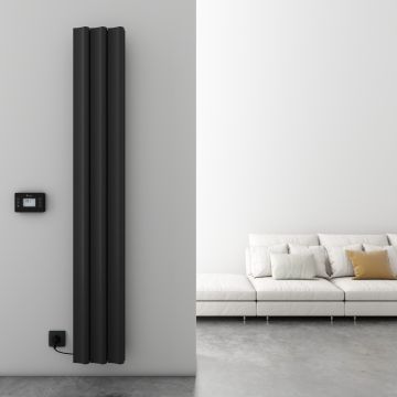 Carisa Boreas S Vertical Electric Radiator - Black 1500w (1800 x 276mm)