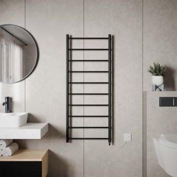 Ecostrad Round Jet Electric Towel Rail - Black