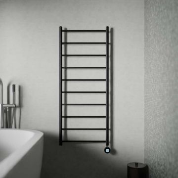 Ecostrad Round Jet Velto Thermostatic Electric Towel Rail - Black