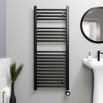Ecostrad Fina-E Velto Thermostatic Electric Towel Rail - Black