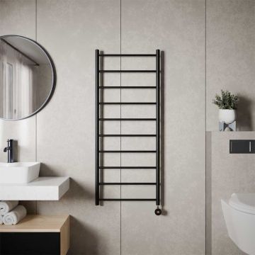 Ecostrad Round Jet TriQ WiFi Electric Towel Rail - Black