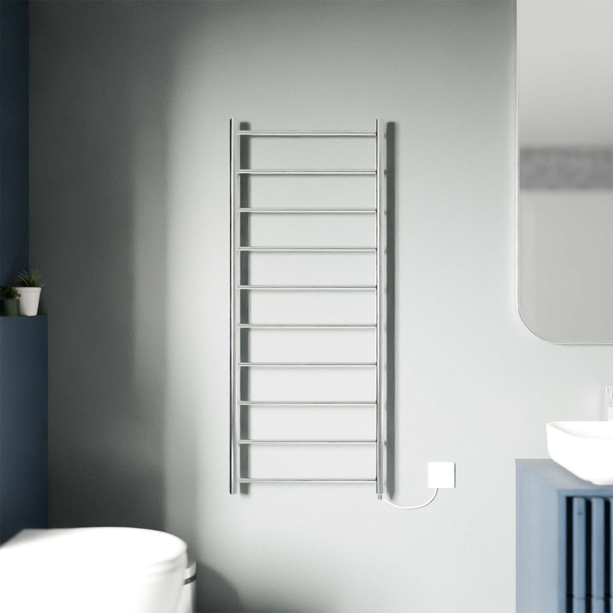 Ecostrad Round Jet Electric Towel Rail - Chrome