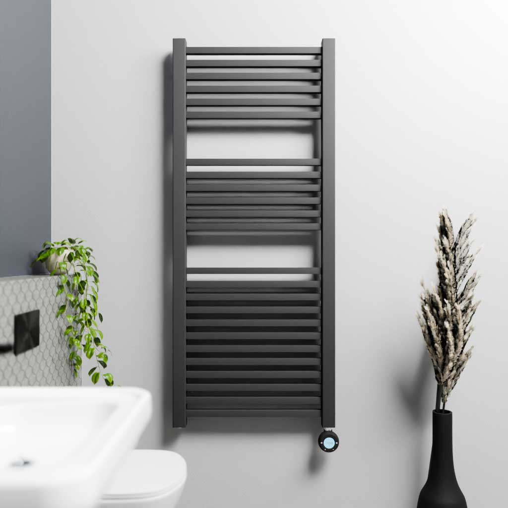 Ecostrad Cube Velto Thermostatic Electric Towel Rail - Anthracite