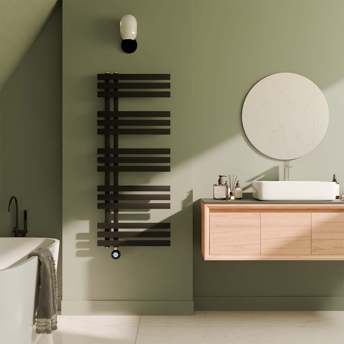 Ecostrad Scena Velto Thermostatic Electric Towel Rail - Black