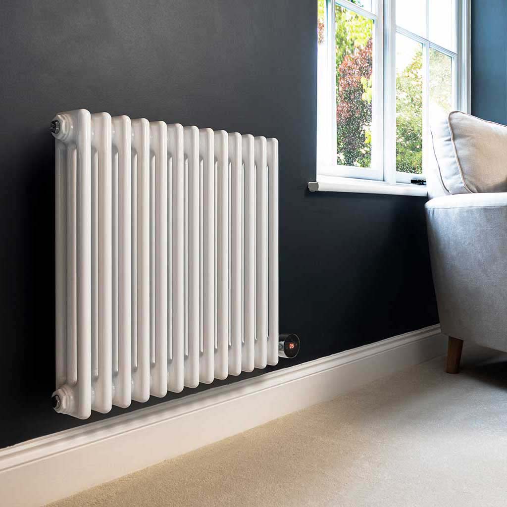 Ecostrad Allerton TriQ WiFi Horizontal Triple Column Electric Radiator - White 600w (605 x 600mm)